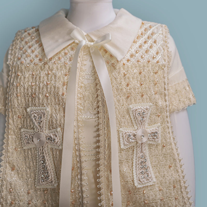 Crystal Embroidered Baptism Suit