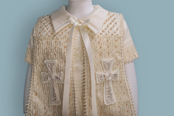 Crystal Embroidered Baptism Suit