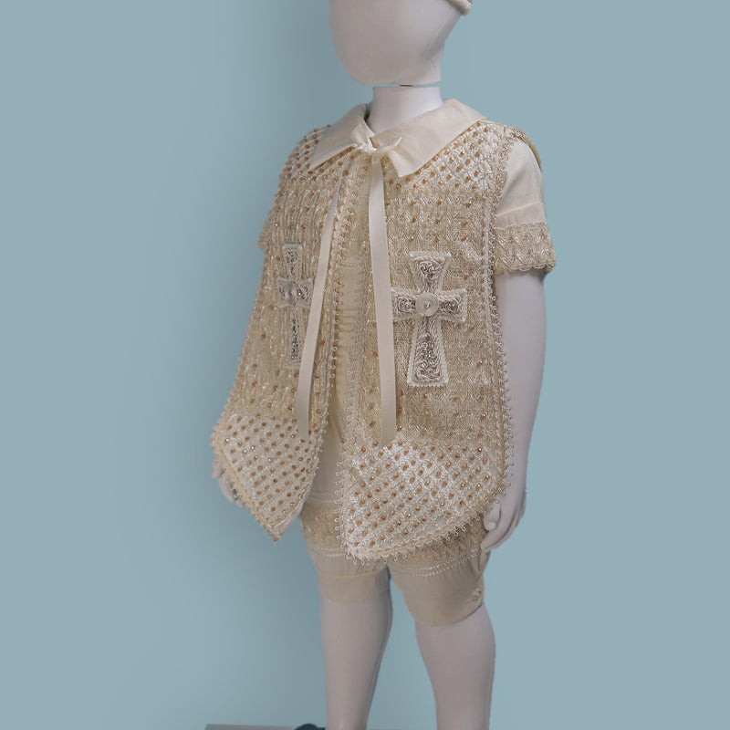 Crystal Embroidered Baptism Suit