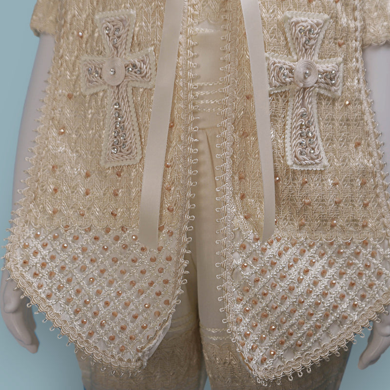 Crystal Embroidered Baptism Suit