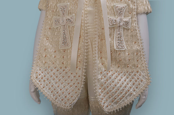 Crystal Embroidered Baptism Suit