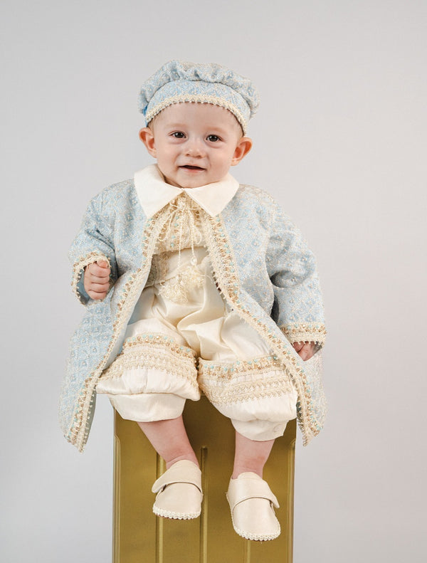 Modelo 104 blue prince baptism suit with pearl and crystal embroidery